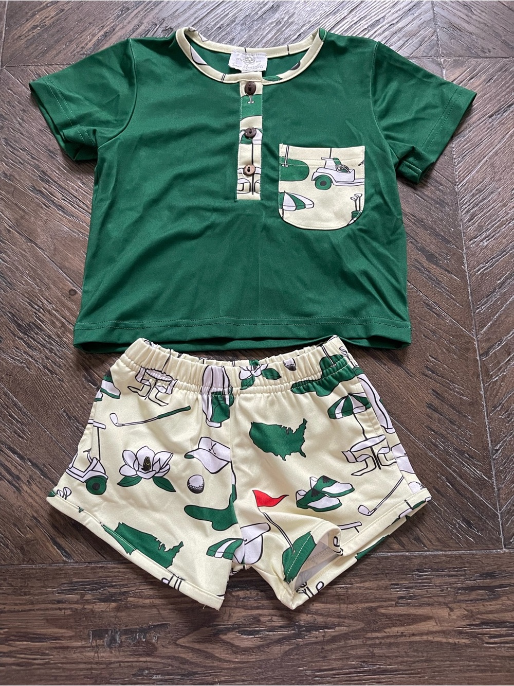 Sew Magnolia Smocks Golf Print Boys Short Set
